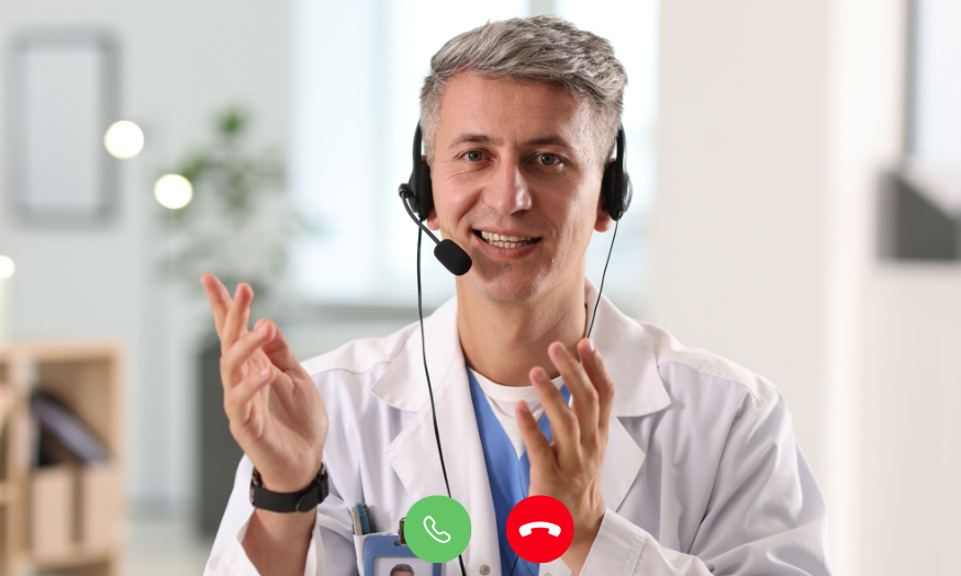 Doctor and patient video consultation