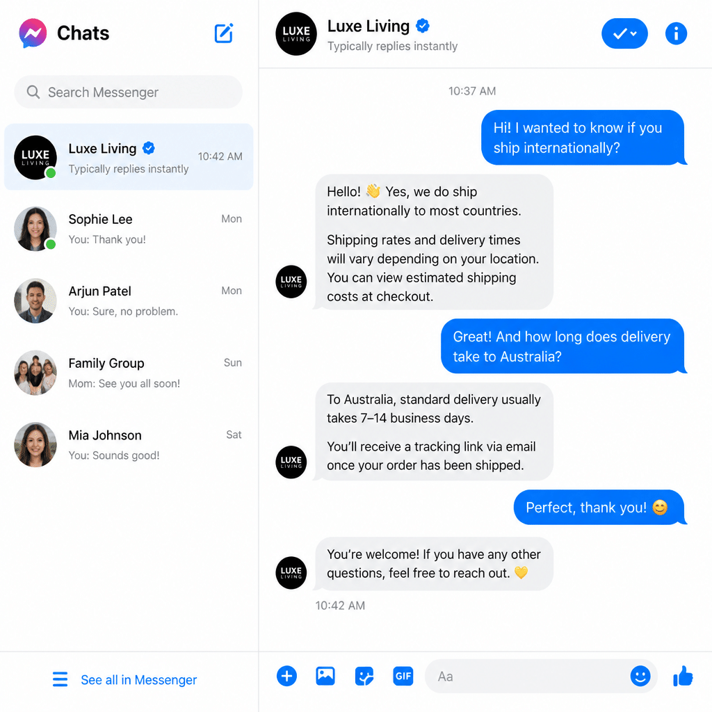 Customer care on Messenger