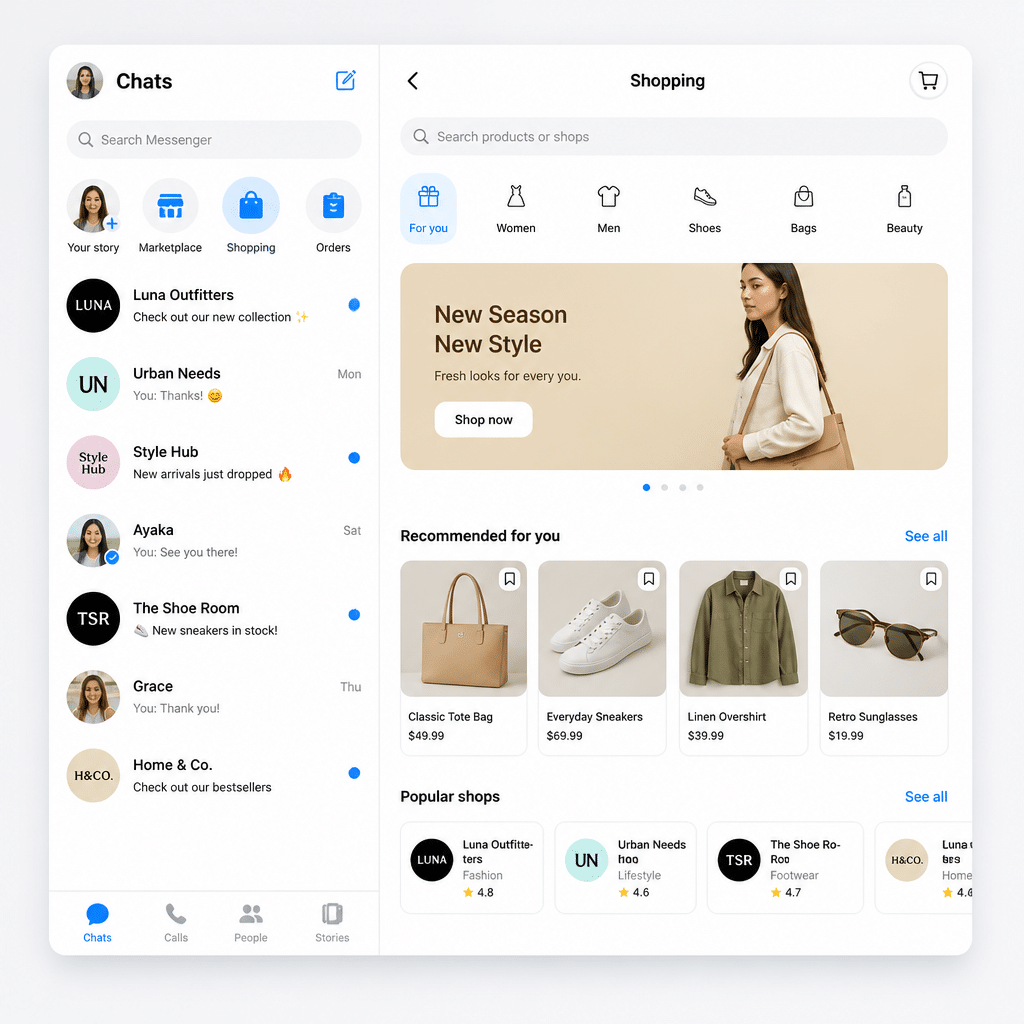 Messenger shopping experience